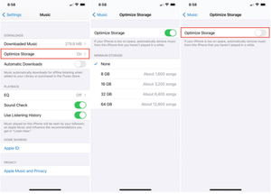 Cara mematikan Optimalkan Penyimpanan untuk Musik di iPhone