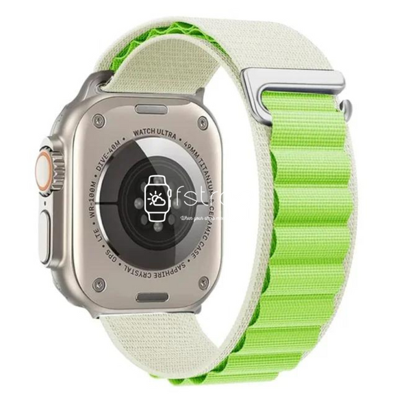 Apple Watch Strap - White Green Alpine Loop (38 mm / 40 mm / 41 mm || 42 mm / 44 mm / 45 mm / 49 mm)