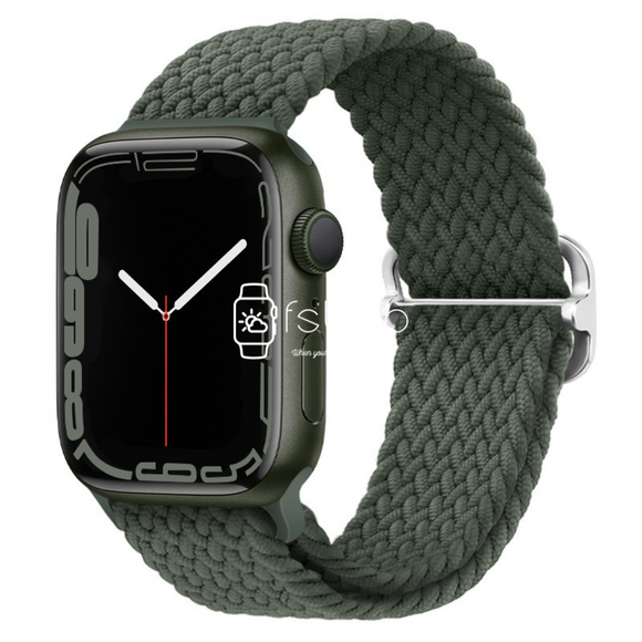 Apple Watch Strap - Green Braided Belt (38 mm / 40 mm / 41 mm || 42 mm / 44 mm / 45 mm / 49 mm)
