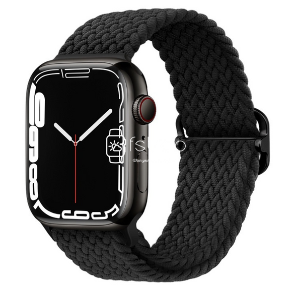 Apple Watch Strap - Black Braided Belt (38 mm / 40 mm / 41 mm || 42 mm / 44 mm / 45 mm / 49 mm)