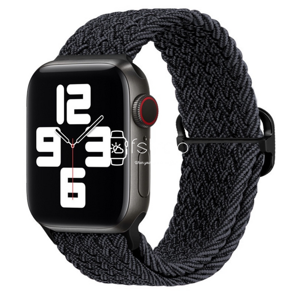 Apple Watch Strap - Metallic Black Braided Belt (38 mm / 40 mm / 41 mm || 42 mm / 44 mm / 45 mm / 49 mm)