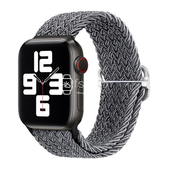 Apple Watch Strap - Metallic Grey Braided Belt (38 mm / 40 mm / 41 mm || 42 mm / 44 mm / 45 mm / 49 mm)
