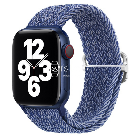 Apple Watch Strap - Metallic Blue Braided Belt (38 mm / 40 mm / 41 mm || 42 mm / 44 mm / 45 mm / 49 mm)