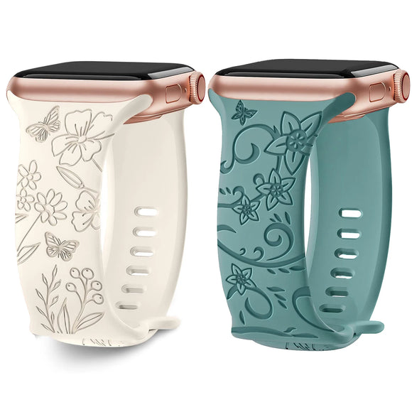 Floral Engraved Strap For Apple Watch