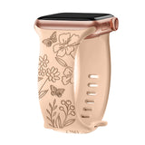 Floral Engraved Strap For Apple Watch