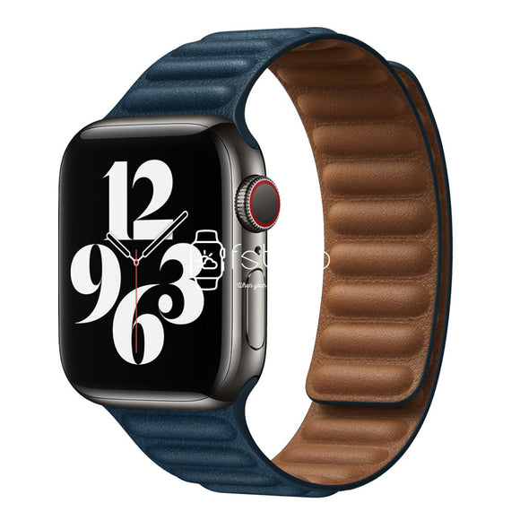 Apple Watch Strap - Abyss Blue Link Leather (38 mm / 40 mm / 41 mm || 42 mm / 44 mm / 45 mm / 49 mm)