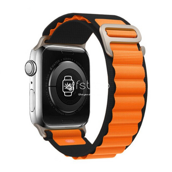 Apple Watch Strap - Black Orange Alpine Loop (38 mm / 40 mm / 41 mm || 42 mm / 44 mm / 45 mm / 49 mm)