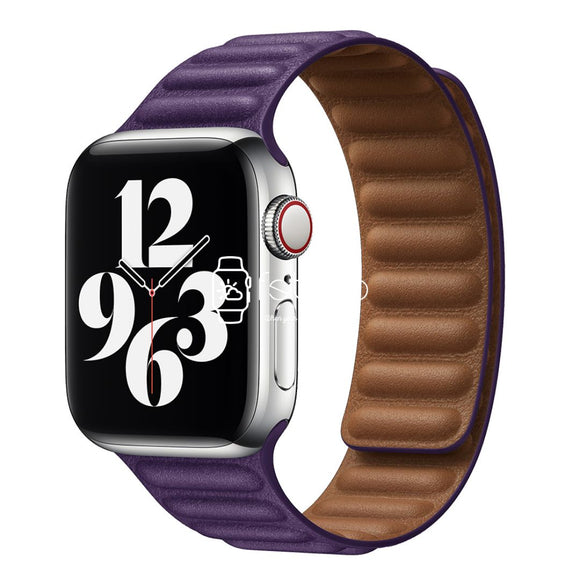 Apple Watch Strap - Dark Cherry Link Leather (38 mm / 40 mm / 41 mm || 42 mm / 44 mm / 45 mm / 49 mm)