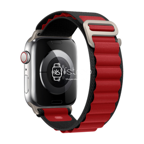Apple Watch Strap - Black Red Alpine Loop (38 mm / 40 mm / 41 mm || 42 mm / 44 mm / 45 mm / 49 mm)