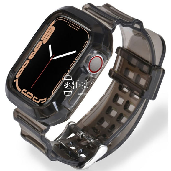 Apple Watch Strap Case - Black Transparent (38 mm / 40 mm / 41 mm || 42 mm / 44 mm / 45 mm / 49 mm)