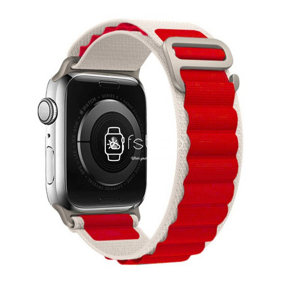 Apple Watch Strap - White Red Alpine Loop (38 mm / 40 mm / 41 mm || 42 mm / 44 mm / 45 mm / 49 mm)