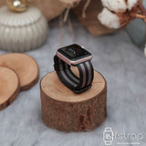 Apple Watch Strap - Black Grey Strip Nylon (38 mm / 40 mm II 42 mm / 44 mm) - Fstrap.id