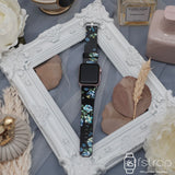 Apple Watch Strap - Black With Blue Flower (38 mm / 40 mm II 42 mm / 44 mm) - Fstrap.id