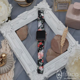 Apple Watch Strap - Black With Flower (38 mm / 40 mm II 42 mm / 44 mm) - Fstrap.id