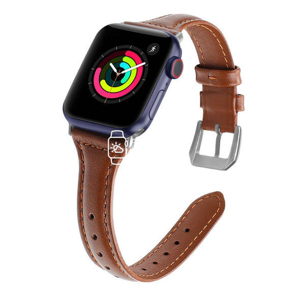 Apple Watch Strap - Brown Slim Leather (38 mm / 40 mm || 42 mm / 44 mm) - Fstrap.id