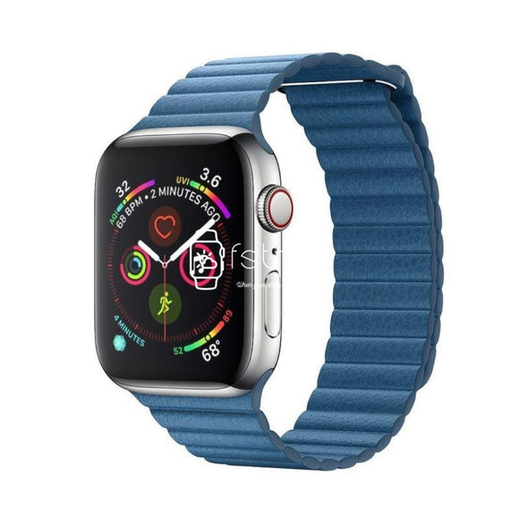 Apple Watch Strap - Cape Cod Blue Magnetic Leather Loop (38 mm / 40 mm || 42 mm / 44 mm) - Fstrap.id