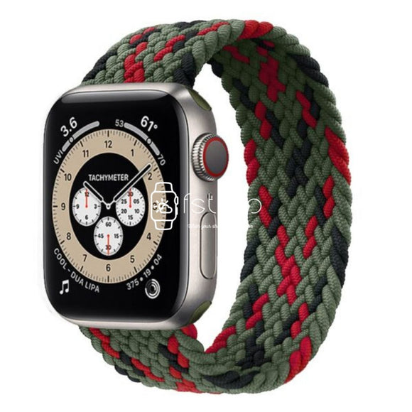 Apple Watch Strap - Green Black Red Braided Loop (38 mm / 40 mm || 42 mm / 44 mm) - Fstrap.id