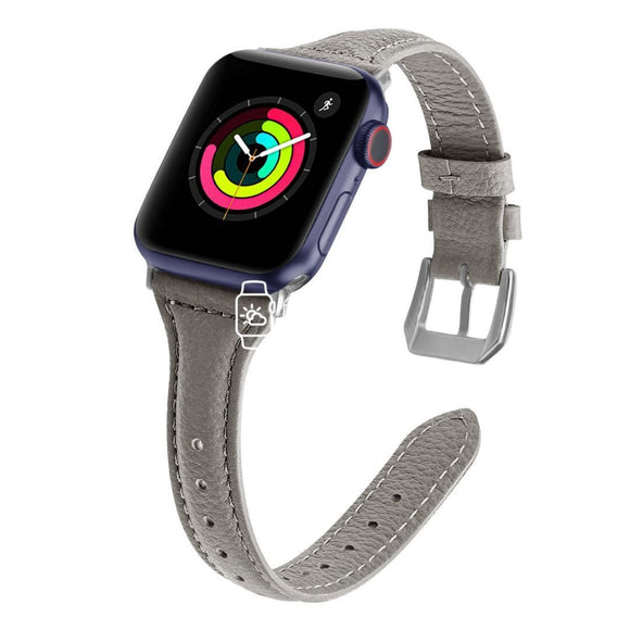 Apple Watch Strap - Grey Slim Leather (38 mm / 40 mm || 42 mm / 44 mm) - Fstrap.id
