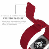 Apple Watch Strap - Red Magnetic Leather Loop (38 mm / 40 mm || 42 mm / 44 mm) - Fstrap.id