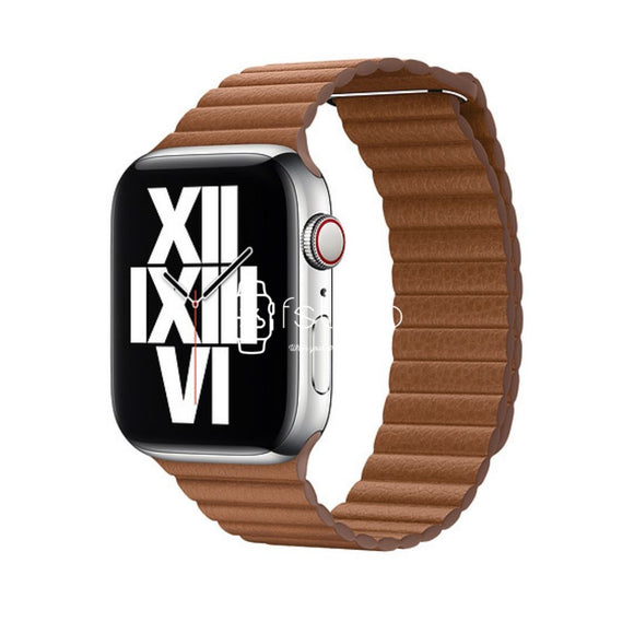 Apple Watch Strap - Saddle Brown Magnetic Leather Loop (38 mm / 40 mm || 42 mm / 44 mm) - Fstrap.id