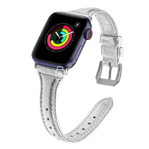 Apple Watch Strap - Silver Slim Leather (38 mm / 40 mm || 42 mm / 44 mm) - Fstrap.id