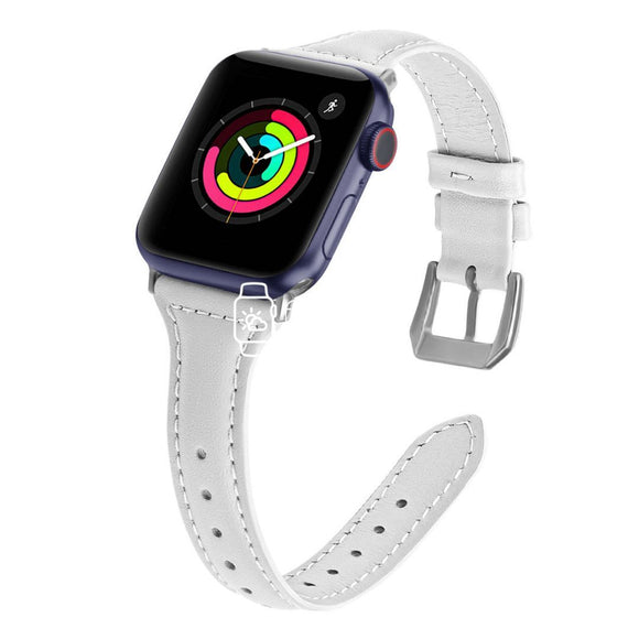 Apple Watch Strap - White Slim Leather (38 mm / 40 mm || 42 mm / 44 mm) - Fstrap.id