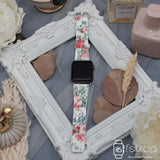 Apple Watch Strap - White With Flower (38 mm / 40 mm II 42 mm / 44 mm) - Fstrap.id