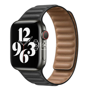 Apple Watch Strap - Black Link Leather (38 mm / 40 mm / 41 mm || 42 mm / 44 mm / 45 mm / 49 mm)
