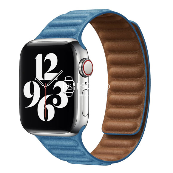 Apple Watch Strap - Cornflower Blue Link Leather (38 mm / 40 mm / 41 mm || 42 mm / 44 mm / 45 mm / 49 mm)