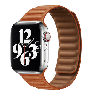 Apple Watch Strap - Golden Brown Link Leather (38 mm / 40 mm / 41 mm || 42 mm / 44 mm / 45 mm / 49 mm)