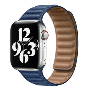 Apple Watch Strap - Navy Link Leather (38 mm / 40 mm / 41 mm || 42 mm / 44 mm / 45 mm / 49 mm)