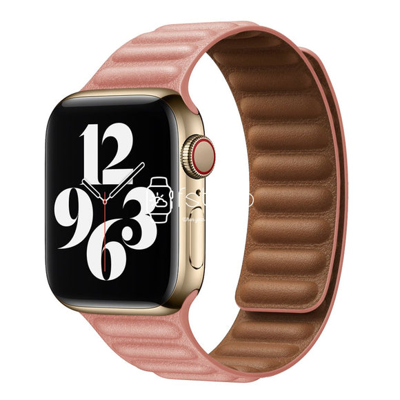 Apple Watch Strap - Rose Pink Link Leather (38 mm / 40 mm / 41 mm || 42 mm / 44 mm / 45 mm / 49 mm)