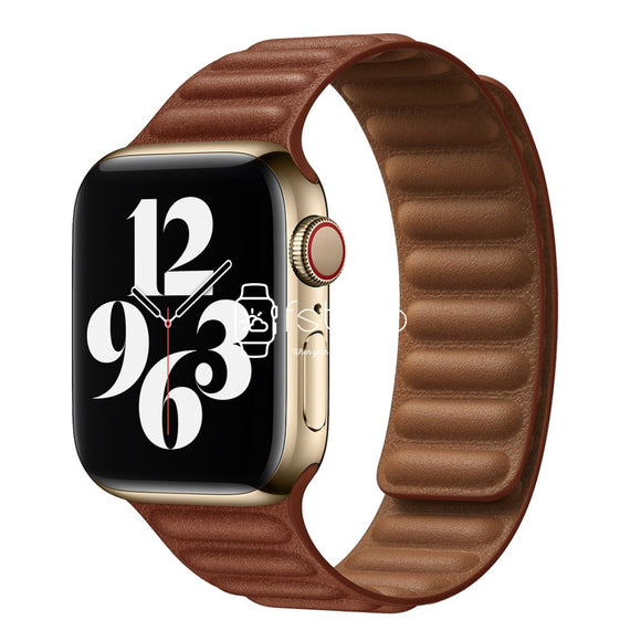 Apple Watch Strap - Saddle Brown Link Leather (38 mm / 40 mm / 41 mm || 42 mm / 44 mm / 45 mm / 49 mm)
