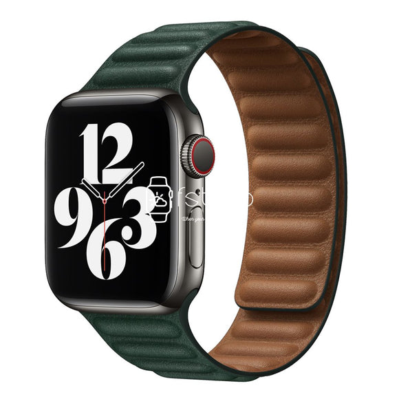 Apple Watch Strap - Sequoia Green Link Leather (38 mm / 40 mm / 41 mm || 42 mm / 44 mm / 45 mm / 49 mm)