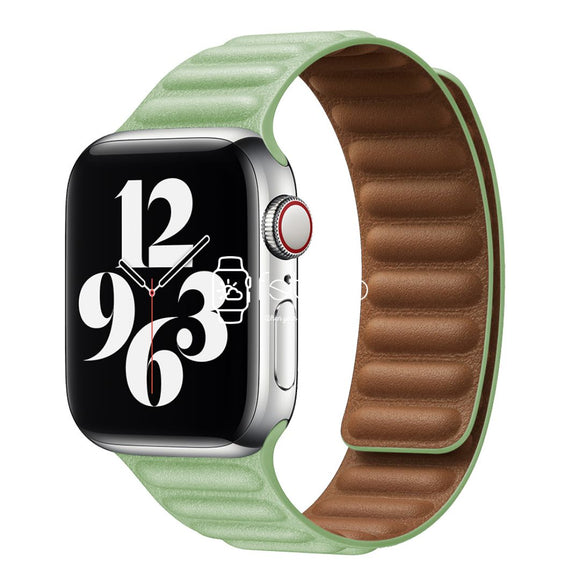 Apple Watch Strap - Soft Green Link Leather (38 mm / 40 mm / 41 mm || 42 mm / 44 mm / 45 mm / 49 mm)